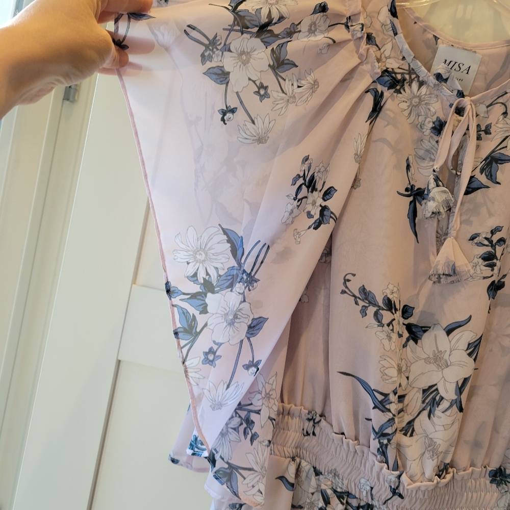 Misa Los Angeles Lulla Floral Print Midi Flutter Sleeves Dress - Picture 5 of 12